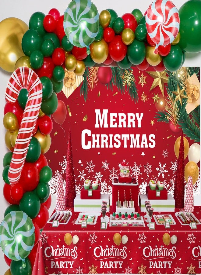 Coosilion 2025 Christmas Party Decorations-Balloon Arch Garland Kit with Green Red Candy Cane Balloons, Merry Christmas Backdrop Banner Tablecloths for XMAS Decorations Supplies - Image 1